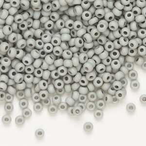 Seed bead, Preciosa Ornela Czech glass, 1pkg50g, 2.8-3.2mm rocaille, opaque matte terra dyed moonstone chalkwhite (06442)