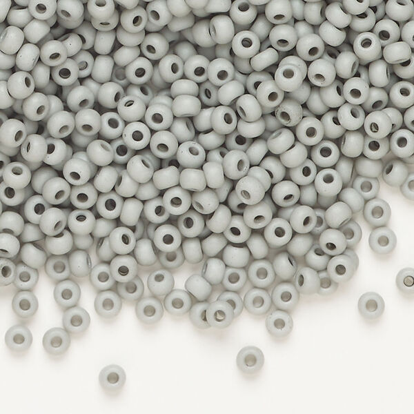 Seed bead, Preciosa Ornela Czech glass, 1pkg50g, 2.8-3.2mm rocaille, opaque matte terra dyed moonstone chalkwhite (06442) image number 0