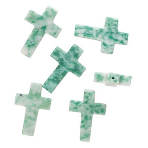 Ching hai "jade" 1pkg6, half-drilled cross drop natural 21x14mm-26x18mm