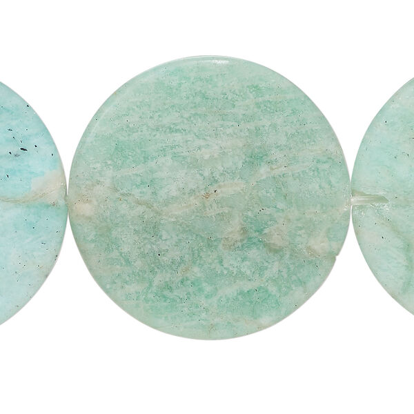 Amazonite 1pkg1, wavy flat round bead natural, 15 inch 30mm image number 0