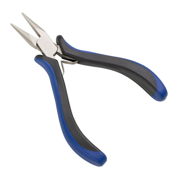 Pliers, chain-nose, plastic and nickel-plated steel, blue and black, 5 inches. Sold individually. image number 0