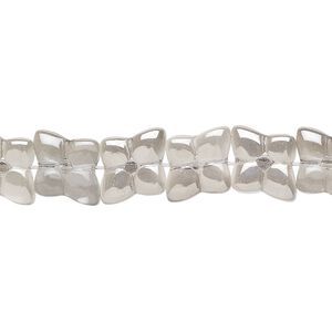 Bead, glass, translucent grey, 9mm flower. Sold per 15-1/2" to 16" strand.