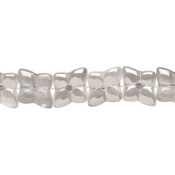 Bead, glass, translucent grey, 9mm flower. Sold per 15-1/2" to 16" strand. image number 0