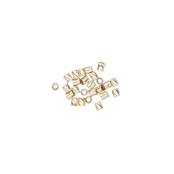 Crimp, 14Kt gold-filled, 1.9x1.8mm twisted tube. Sold per pkg of 25. image number 0