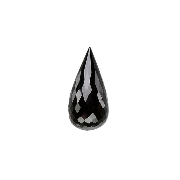 Black spinel 1pkg2, hand-cut top-drilled faceted briolette bead natural 20x10mm image number 1