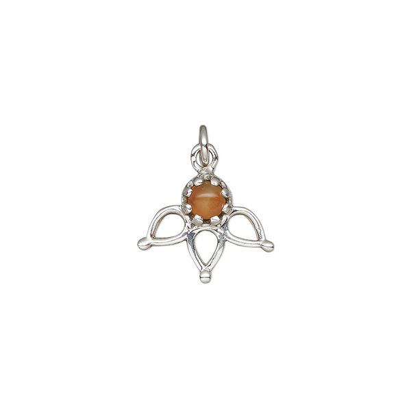 Carnelian / sterling silver 1pkg1, drop antiqued 14.5x12.5mm image number 0