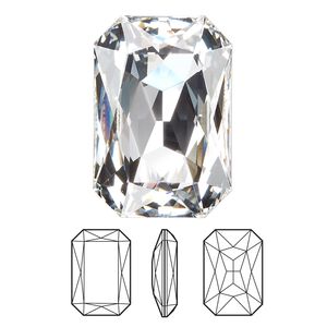 Fancy stone 24pk crystal foil back, Swarovski® 27x18.5mm emerald cut 4627