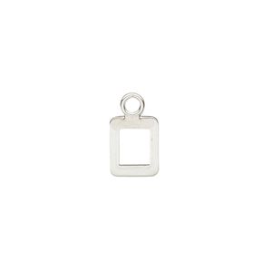 Charm, sterling silver, 10x8mm single-sided modern square alphabet letter O. Sold individually.