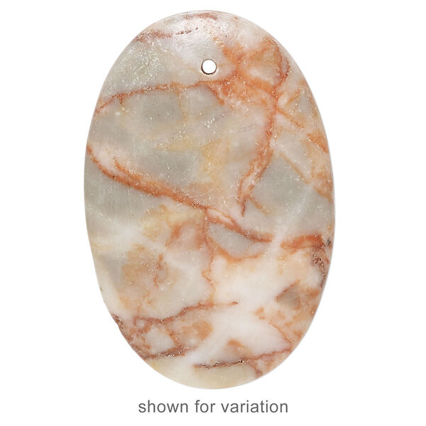 Redline marble 1pkg1, top-drilled domed oval flatback focal, 44x30mm-45x33mm image number 2
