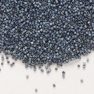 Seed bead, Delica®, glass, pkg/250g, #15 round, opaque matte gunmetal (DBS-0301).