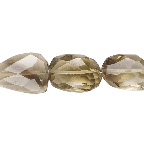 Lemon smoky quartz 1pkg1, hand-faceted nugget bead 8 inch medium to large image number 0