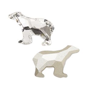 Fancy stone 1pk crystal foil back, Crystal Passions® 22.5x15.7mm polar bear 4045
