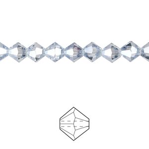 Bead 144pk translucent crystal silver night, Celestial Crystal® 6mm bicone