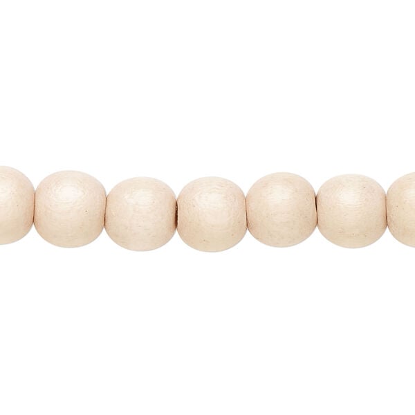 Bead 1pkg1, Taiwanese cheesewood (dyed / waxed), tan, 7-8mm round, 15-1/2 to 16 inches. image number 0