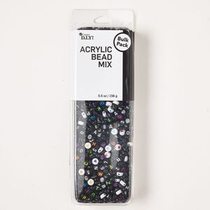Acrylic 1pkg1, flat round bead black / pink / white 5.5 ounce 7-8mm