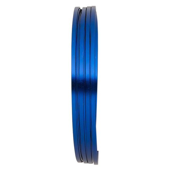 Wire, anodized aluminum, blue, 3.5x1mm flat, 16 gauge. Sold per pkg of 18 feet. image number 0