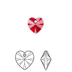 Drop 288pk light Siam, Swarovski® 10mm pendant heart 6228