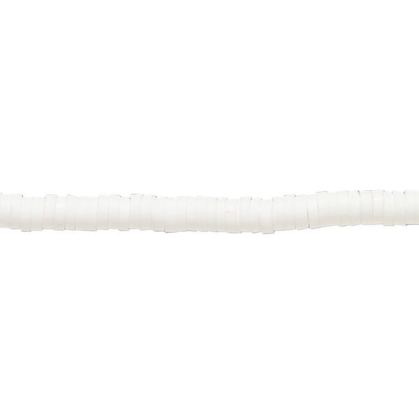 Bead, polymer clay, opaque white, 3x1mm heishi. Sold per pkg of (2) 16-inch strands. image number 0