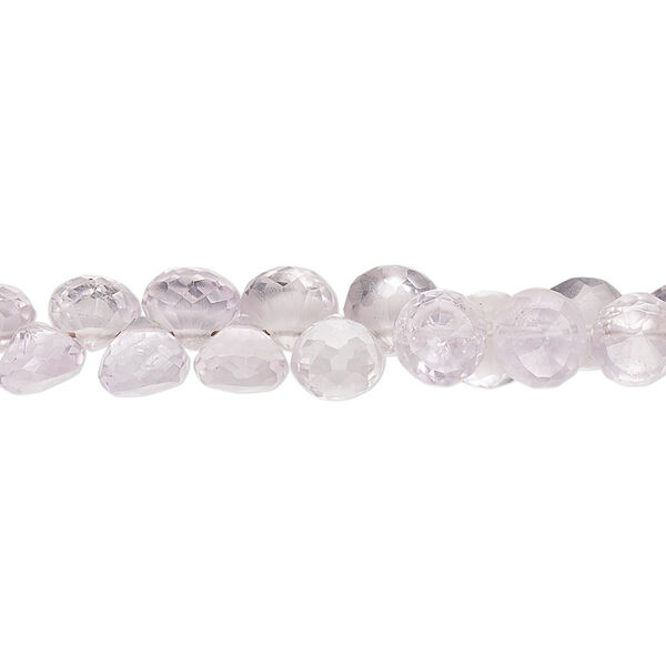 Bead, lavender amethyst (natural), light, 5x4mm-7x5mm hand-cut top-drilled faceted teardrop with 0.4-1.4mm hole, B grade, Mohs hardness 7. Sold per 9-inch strand. image number 0