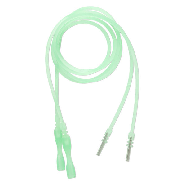 Necklace cord, silicone, translucent lime green, 2-2.2mm wide, 16 inches with snap closure. Sold per pkg of 4. image number 0