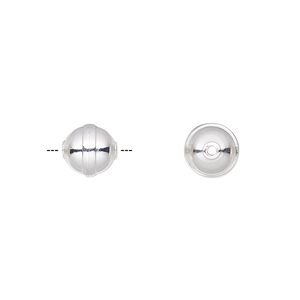 Bead, silver-plated carbon steel, 8mm rimmed round. Sold per pkg of 20.