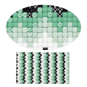 Adhesive sheet, My Style Deco Art™, peel-off, resin and glue, greens / black / white, 8 x 4-3/4 inch rectangle, 1.8mm thick with chevron design. Sold individually.