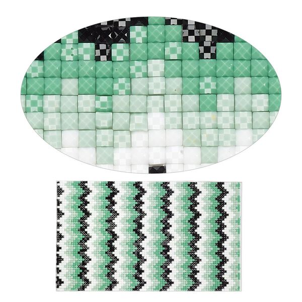 Adhesive sheet, My Style Deco Art™, peel-off, resin and glue, greens / black / white, 8 x 4-3/4 inch rectangle, 1.8mm thick with chevron design. Sold individually. image number 0