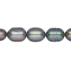 Freshwater pearl 1pkg1, rice, 15 inch dark peacock 9-10mm cultured