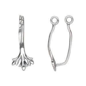 Bail, JBB Findings, donut, antiqued sterling silver, 23x12mm overall with flower bud design, 19x5.5mm grip length. Sold individually.