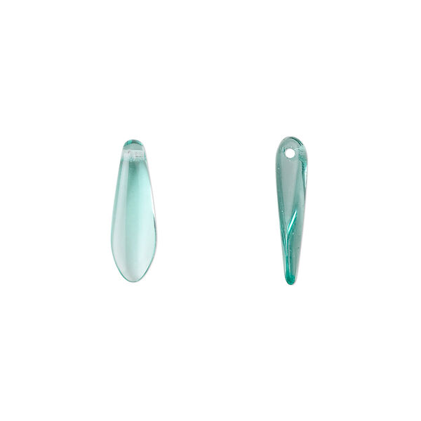 Bead, Czech pressed glass, light aqua, 15.5x5mm top-drilled dagger. Sold per 15-1/2" to 16" strand, approximately 135-150 beads. image number 0