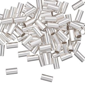Crimp, sterling silver, 6x3mm smooth cut tube, 2.5mm inside diameter. Sold per pkg of 100.