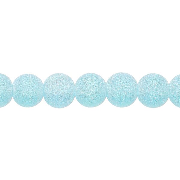Bead, coated glass, translucent matte turquoise blue AB, 7-8mm uneven round. Sold per 15-1/2" to 16" strand. image number 0