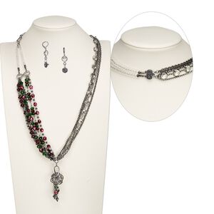 Necklace and earring set, One of a Kind Jewelry, 32 inches. Only one available.