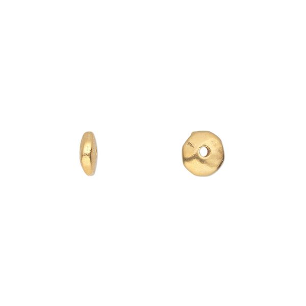 Bead, TierraCast®, gold-plated pewter (tin-based alloy), 6.5x2.5mm faceted freeform rondelle. Sold per pkg of 20. image number 0