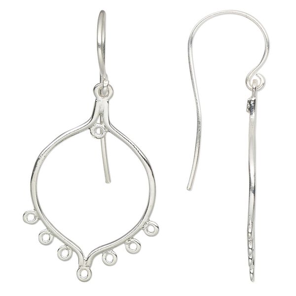 Ear wire 1pkg2 sterling silver, 40mm teardrop / 8 closed loop, 20 gauge 1 pair image number 0