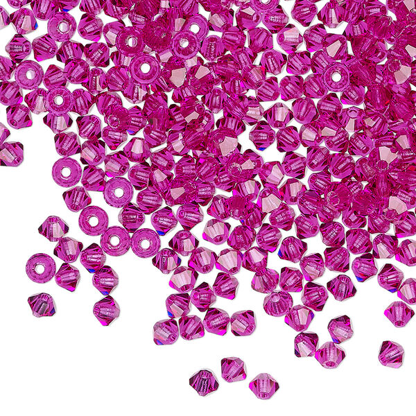 Bead 48pk fuchsia, Preciosa Czech crystal 3mm bicone image number 0