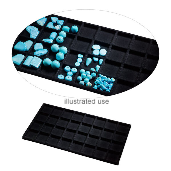 Tray insert, flocked velveteen, black, 14 x 7-3/4 x 1/2 inches with (32) 1-1/2 x 1-5/8 inch compartments. Sold per pkg of 2. image number 0