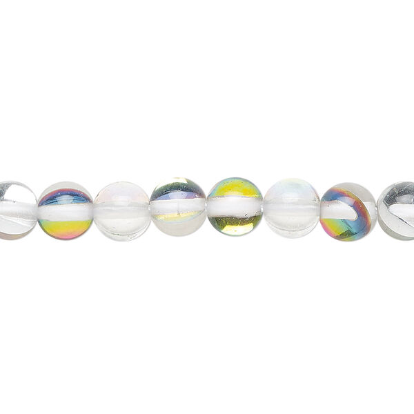 Bead, iridescent glass, clear vitrail, 6mm round. Sold per 15-1/2" to 16" strand. image number 0
