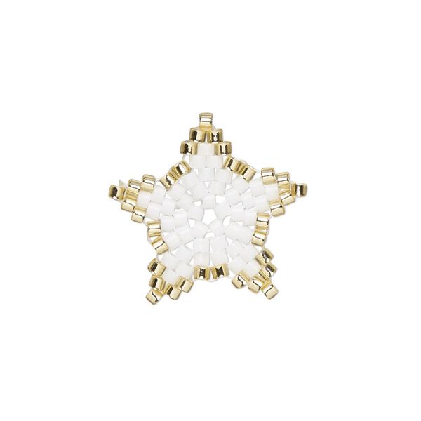 Drop, Creative Touch, glass, pkg/1, 20mm double-sided star, white and gold. image number 0