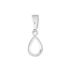 Pendant, sterling silver, 25x9mm pear, 10x7mm pear setting. Sold individually.