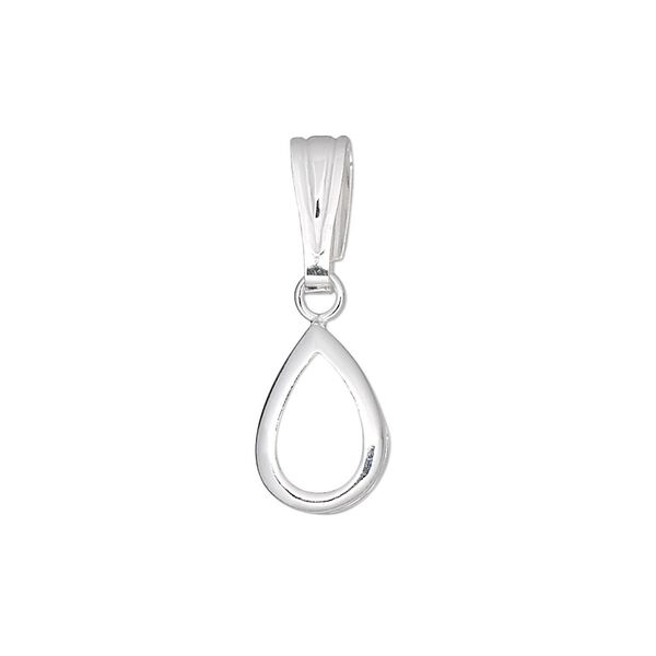 Pendant, sterling silver, 25x9mm pear, 10x7mm pear setting. Sold individually. image number 0