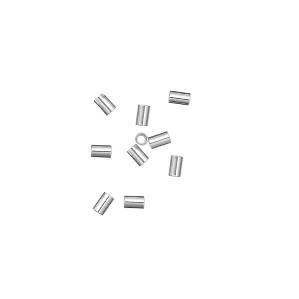 Crimp, sterling silver, 3x2mm cut tube with heavy wall, 1mm inside diameter. Sold per pkg of 10. image number 0