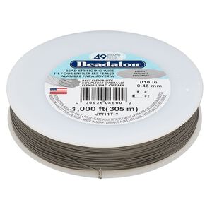 Wire, Beadalon®, nylon and stainless steel, bright, 49 strand, 0.018-inch diameter. Sold per 1000-foot spool.
