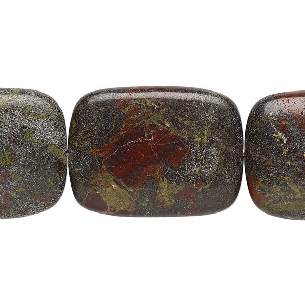 Bead, dragon blood jasper (natural), 40x30mm rectangle, B grade, Mohs hardness 6-1/2 to 7. Sold per 15-1/2" to 16" strand. image number 0