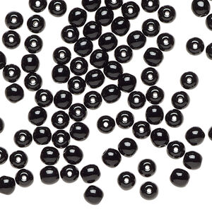 Bead 1pkg100, Czech glass druk, opaque black, 4mm round.