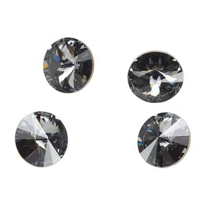 Chaton 144pk crystal silver night foil back, Swarovski® 12mm rivoli 1122