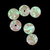 Bead, lampworked glass, clear / pink / glow-in-the-dark / gold, 10mm round. Sold per pkg of 6. image number 1