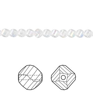 Bead 12pk crystal AB, Crystal Passions® 4mm helix 5020