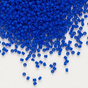 Seed bead, Delica®, glass, pkg/7.5g, #11 round, opaque matte cobalt (DB-0756).