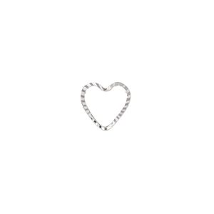 Component, silver-plated brass, 10.5x10mm single-sided diamond-cut open heart, 1mm thick. Sold per pkg of 100.